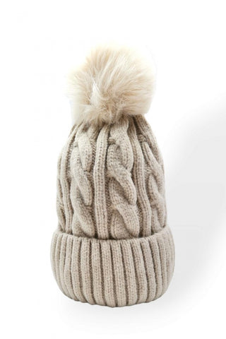 Neutral Pom Pom Hat