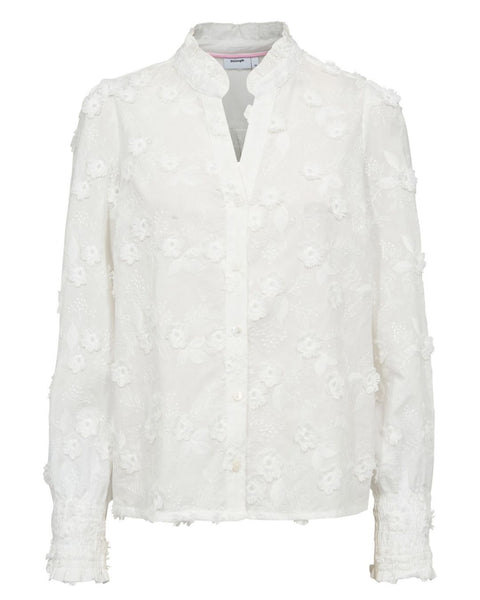 Bright White Floral Appliqué Blouse by Nümph