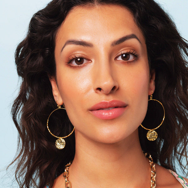 Gold Dominique Hoop Earrings by Ashiana