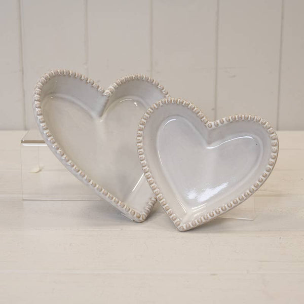 White Ceramic Heart Shaped Bobble Bowl