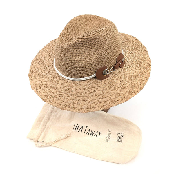 Plaited Trim Neutral Panama Folding Hat