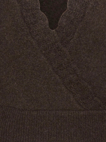 Chocolate Scallop Wrap Jumper by B Young