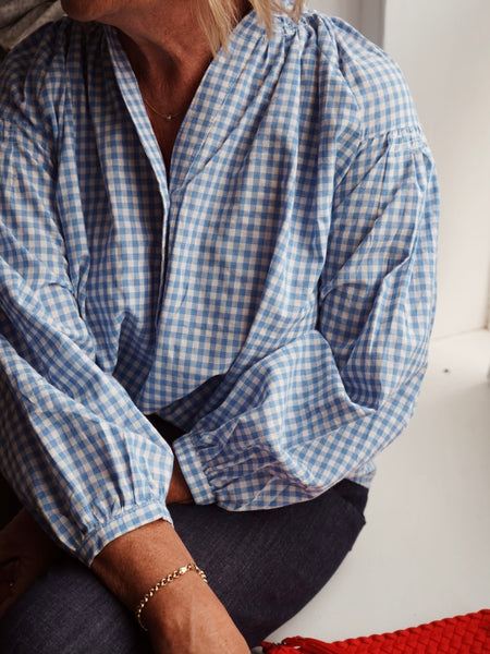 Sky Blue Gingham Shirt by Lili and Lala