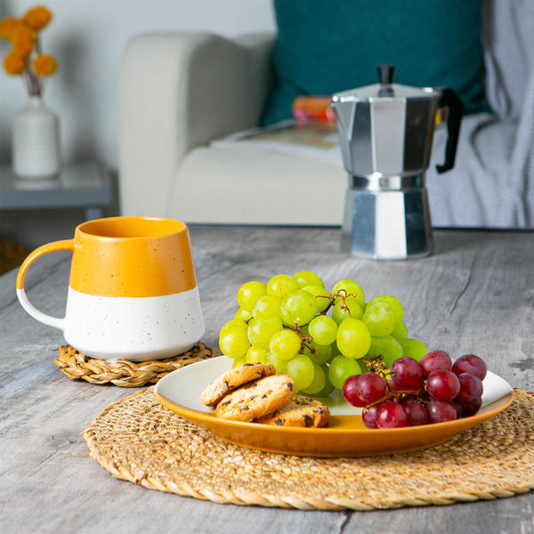 Yellow Block Flecked Stoneware Mug