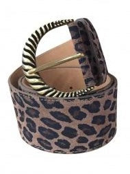 Leopard Leather Gold Buckle Belt