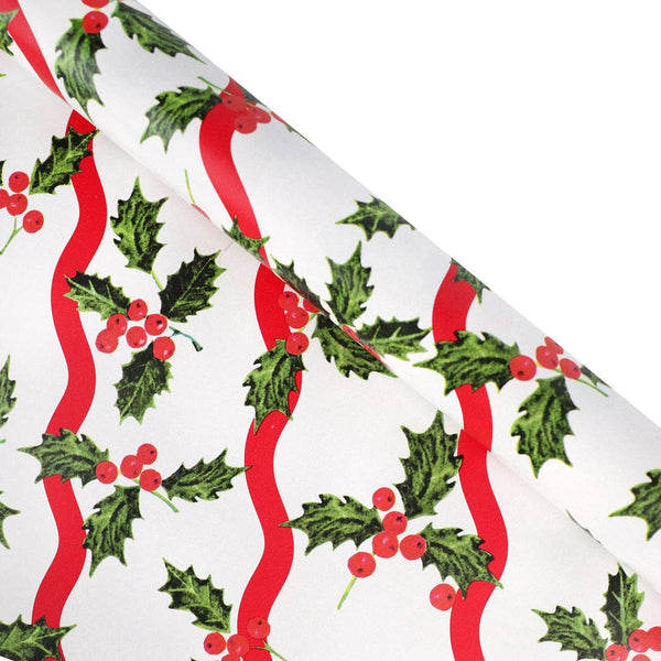 Holly Recycled Wrapping Paper - 3m