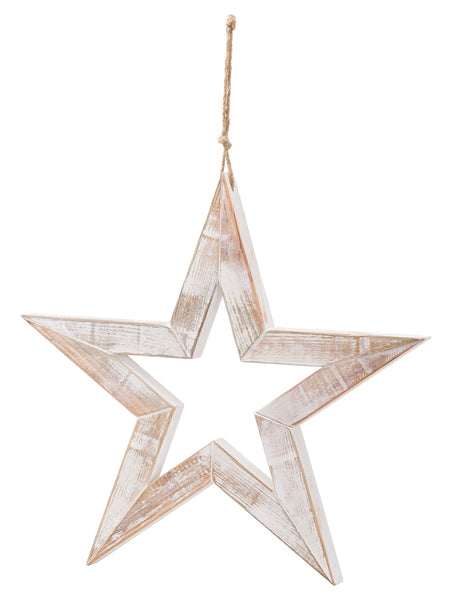 Large Antique White Wooden Sparkle Star