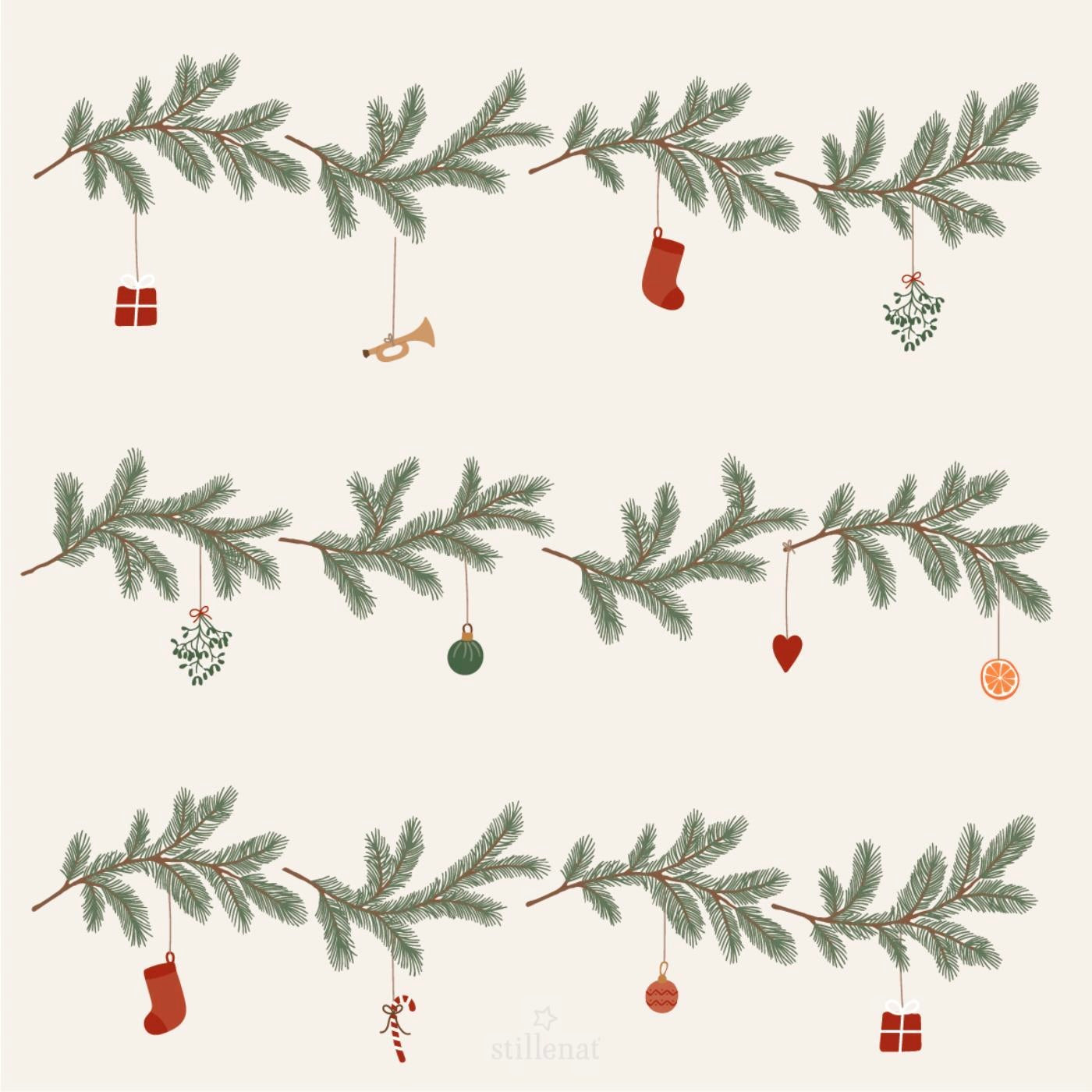Christmas Garland Paper Napkin 50 Pack