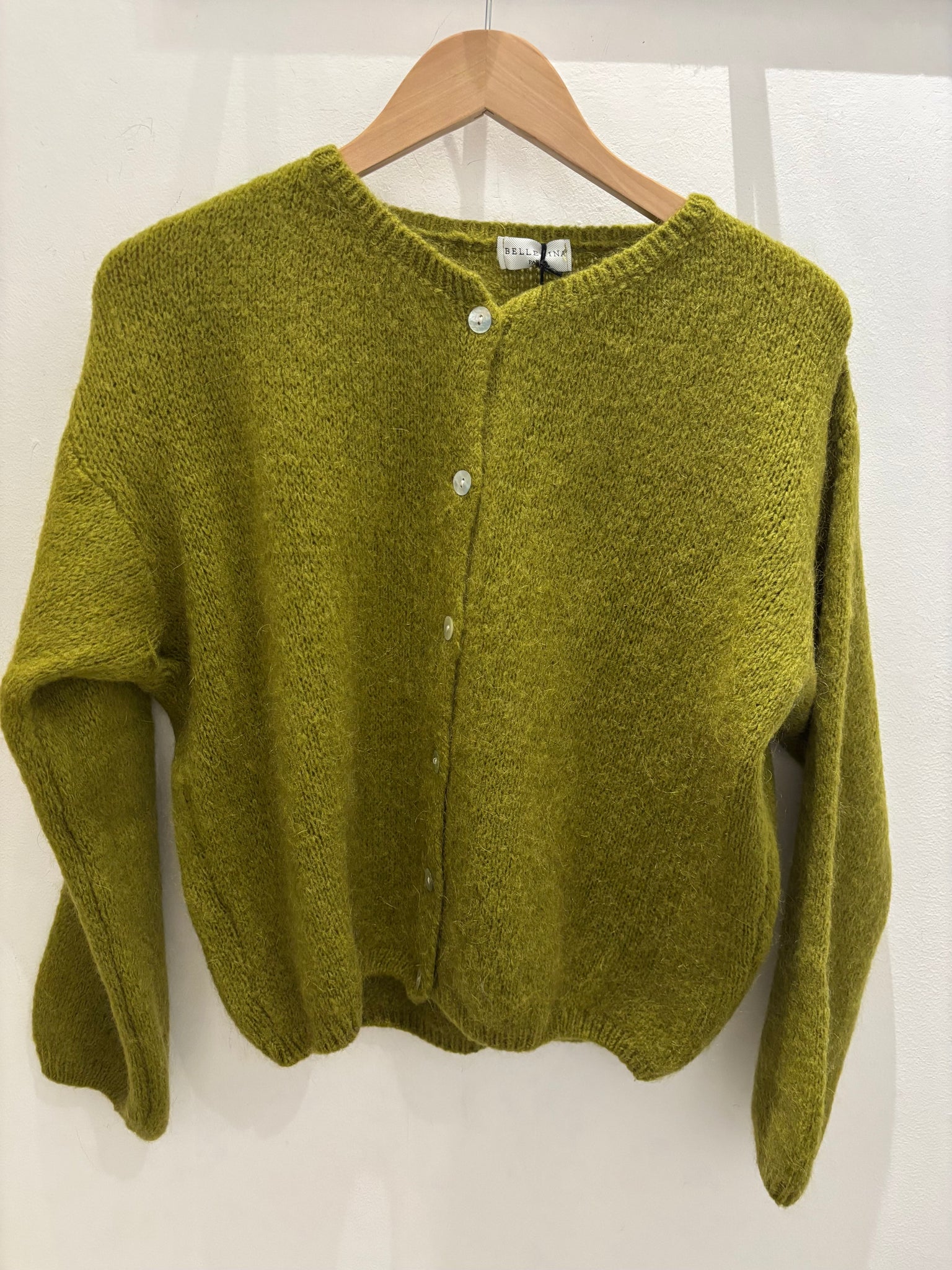 Olive Mohair Long Sleeve Sleeve Cardigan