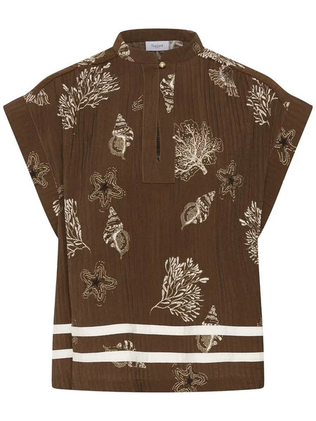Chocolate Shell Print Blouse By Saint Tropez