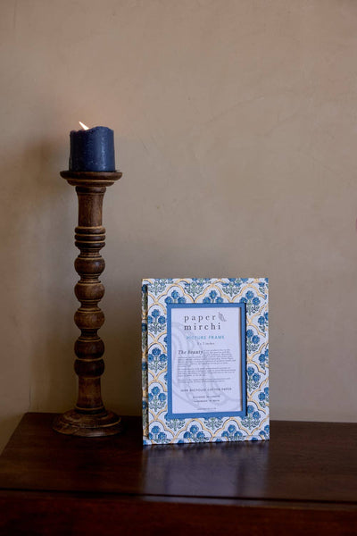 Indigo Trellis Block Printed Picture Frame (5X7)