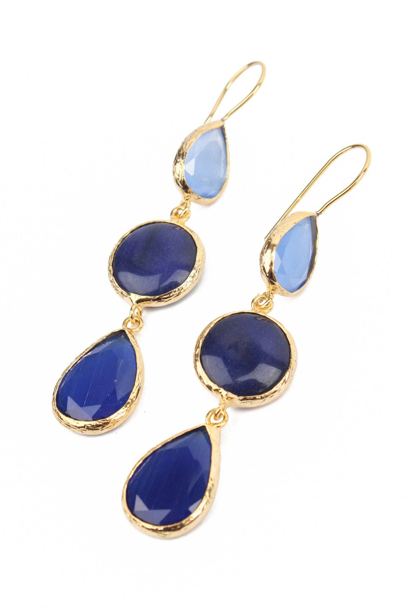 Dark Blue Triple Drop Earrings by My Doris