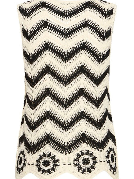 Cream Chevron Knit Vest by B Young