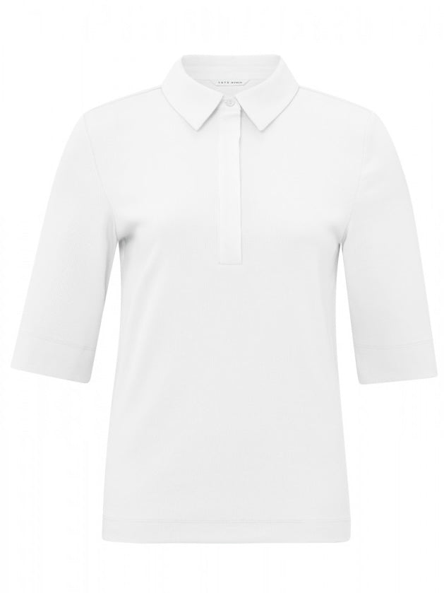 Pure White Jersey Polo Top by Yaya
