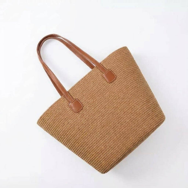 Dark Natural Shoulder Beach Bag