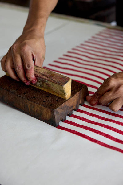 Block Printed Wrapping Paper Sheets - Gingham