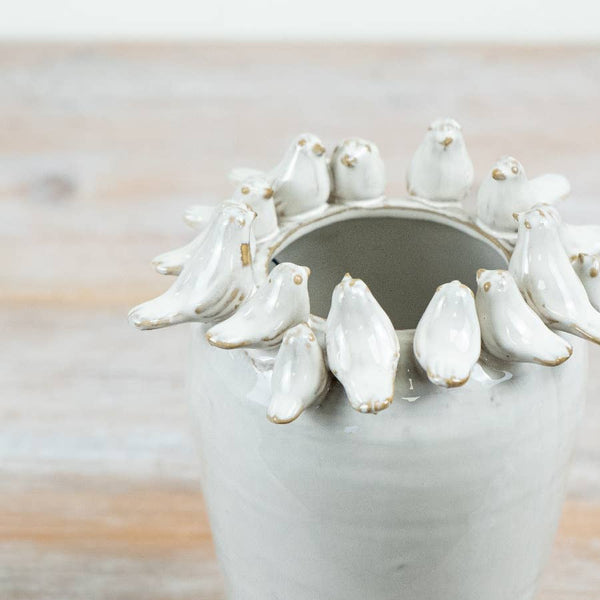 White Ceramic Bird Vase