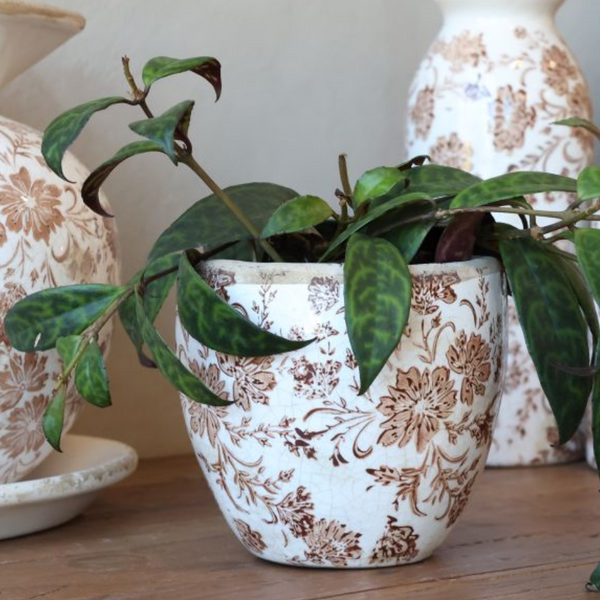 Vintage Floral Plant Pot by Chic Antique