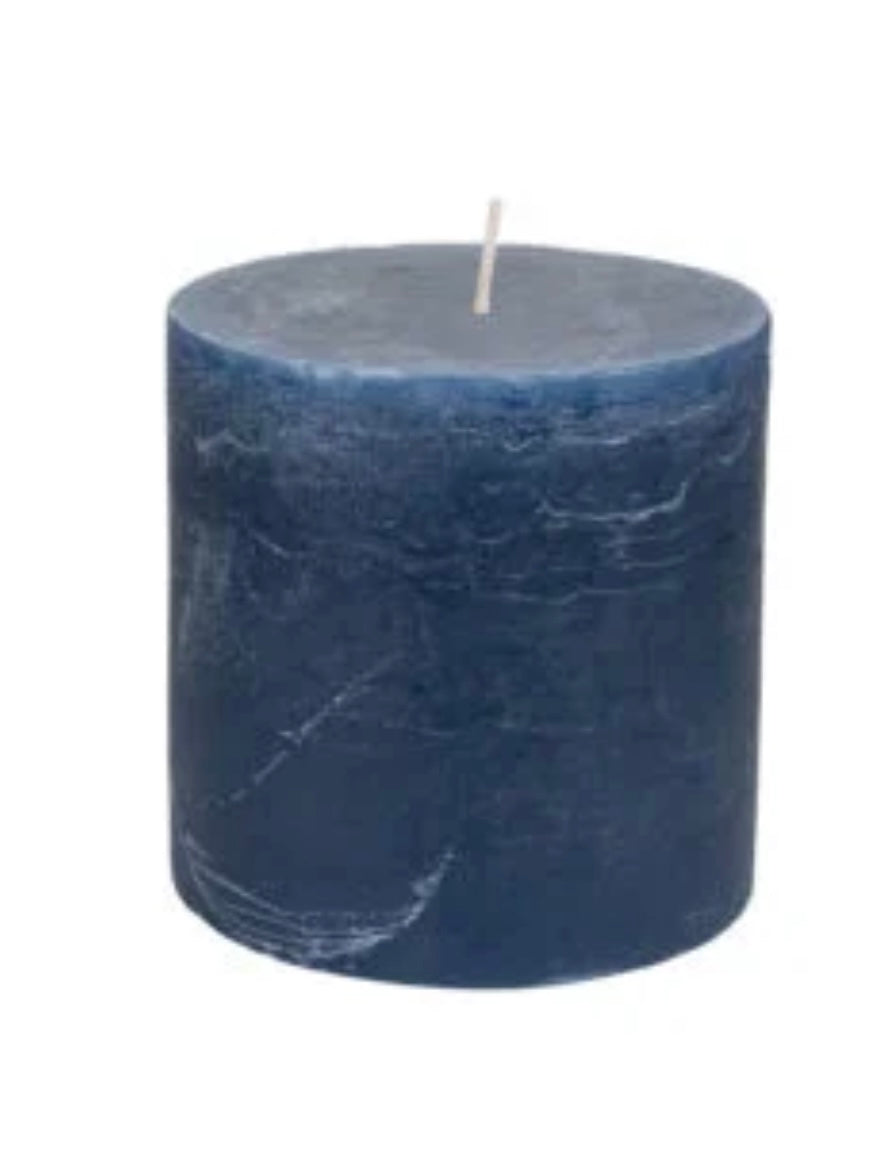 Rustic Inky Blue Pillar Candle 70x75cm