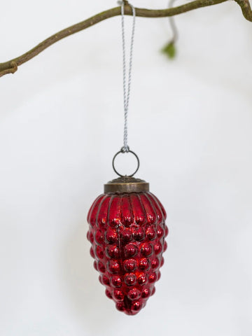 Red Antique Fir Cone  Bauble