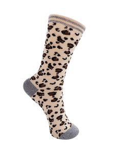 Earth Leopard Print Socks by Black Colour