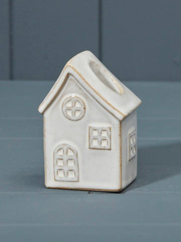 Small White Ceramic House Candle Holder