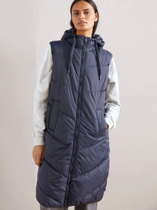 Navy Puffer Long Gilet  by B Young