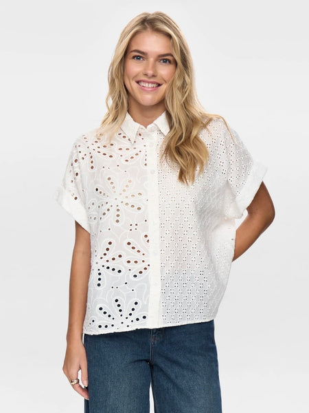 White Embroidery Anglaise Blouse by Numph