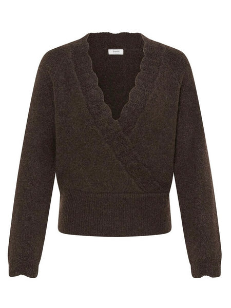 Chocolate Scallop Wrap Jumper by B Young