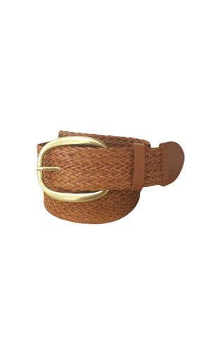 Camel Braided Leather Belt