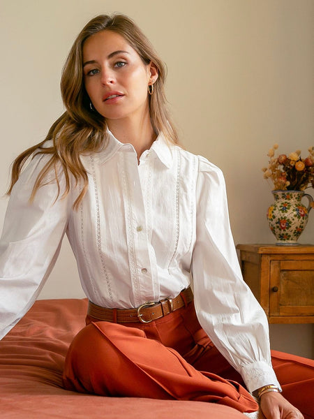 White Puff Sleeve Blouse by Lovie and Co