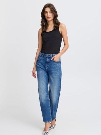 Mid Denim Barrel Leg Jean by B.Young