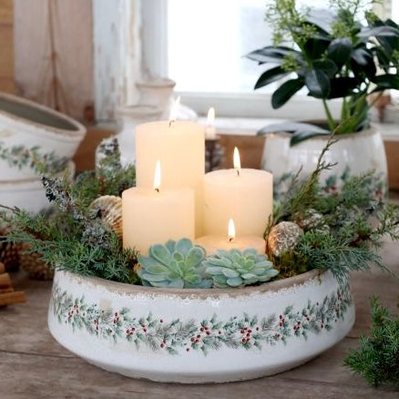 Antique Christmas Holly Bowl