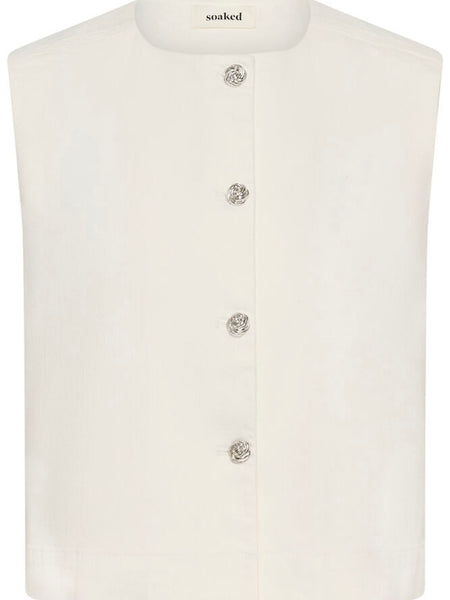 Off White Denim Waistcoat By Soaked