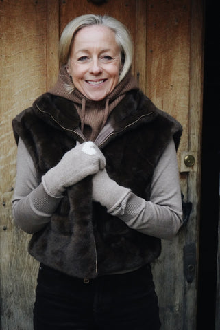 Chocolate Faux Fur Gilet Zip Front