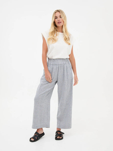 Blue/White Stripe Linen Culottes By Fika