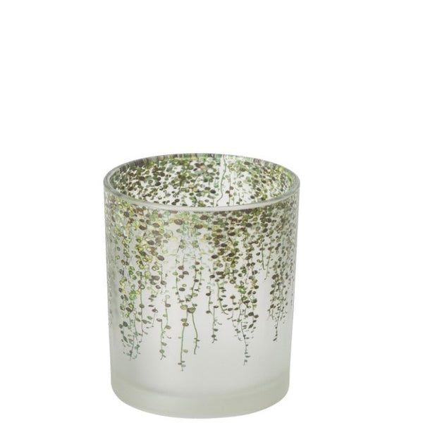 Green Ivy Mercury Glass Tea Light Holder