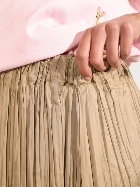 Champagne Crinkle Maxi Skirt by Nümph