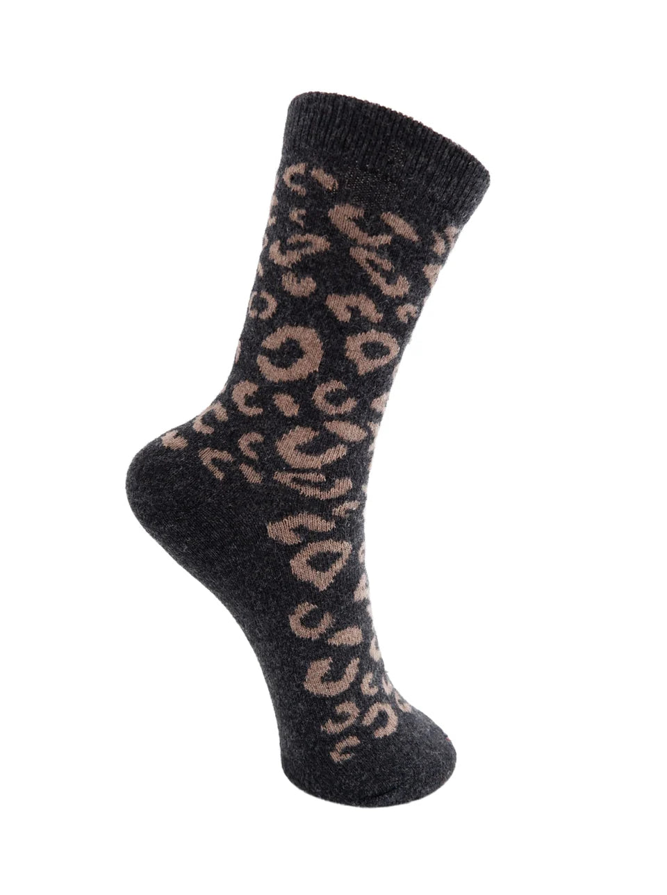 Wool Leopard Print Socks by Black Colour