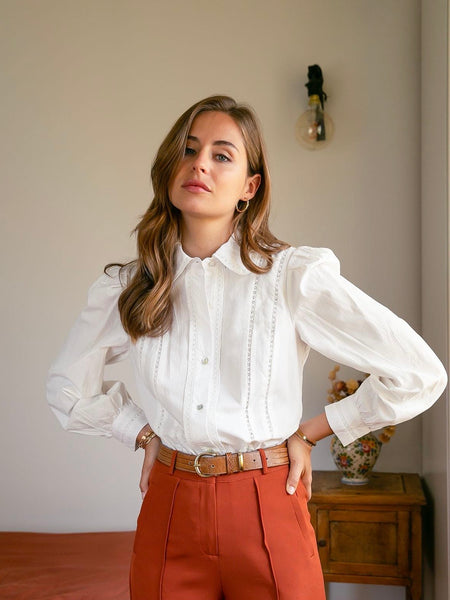 White Puff Sleeve Blouse by Lovie and Co