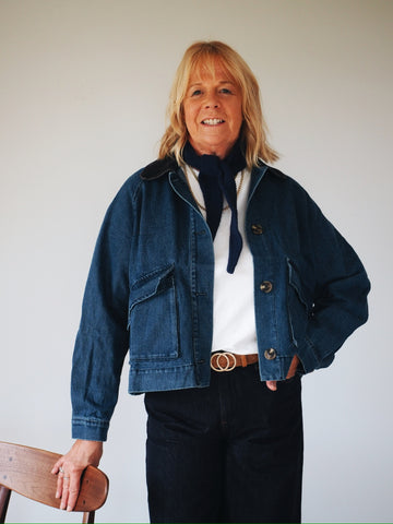 Baby Cord Collar Denim Barn Jacket by Calie