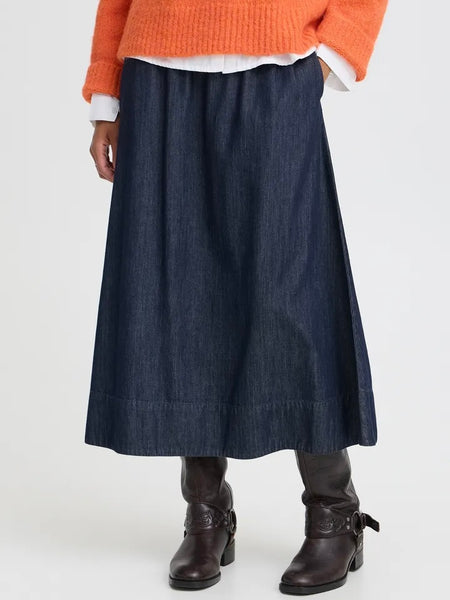 Indigo Denim Maxi Skirt by B.Young