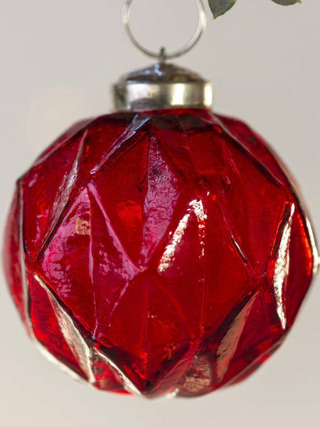 Red Glass Diamond Cut Bauble