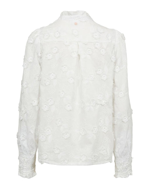Bright White Floral Appliqué Blouse by Nümph