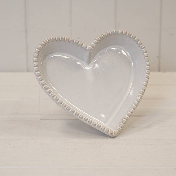 White Ceramic Heart Shaped Bobble Bowl