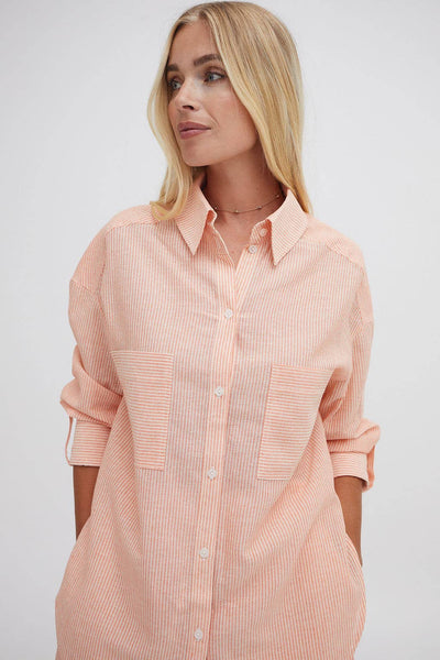Heidi Orange Stripe Linen Blend Shirt by Fika
