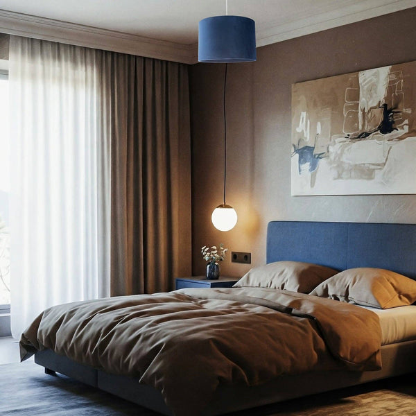 Midnight Blue Velvet Round Lamp Shade