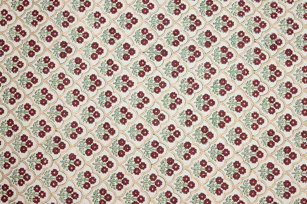Block Printed Wrapping Paper Sheets - Trellis Cherry