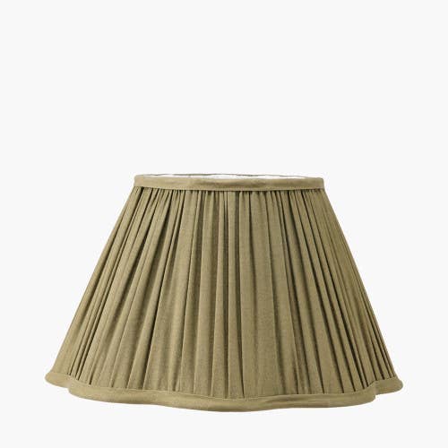 Malia 30cm Olive Green Pleated Scalloped Lamp Shade
