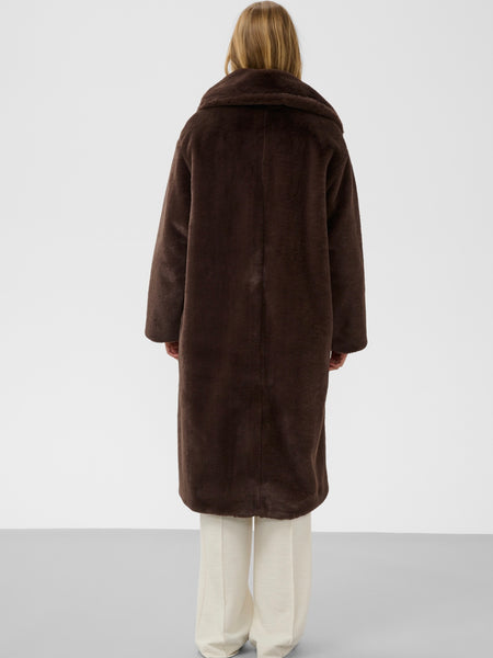 Chocolate Faux Fur Coat by Soaked